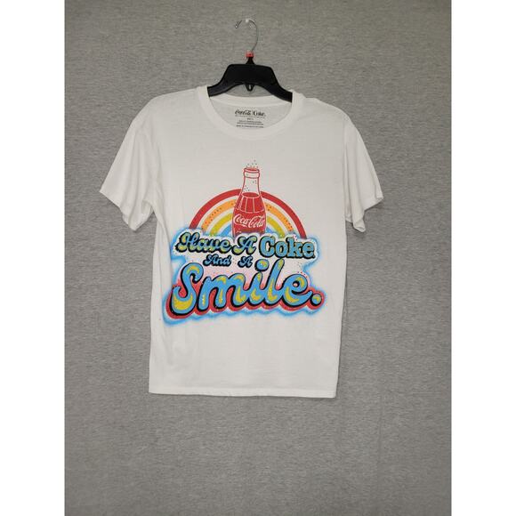 Women's Coca-Cola Graphic T-Shirt w/ Rhinestones Have a Coke and a Smile XS - Picture 1 of 8